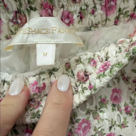 LoveShackFancy Floral Pink and Cream Mini Skirt - Picture 2 of 2